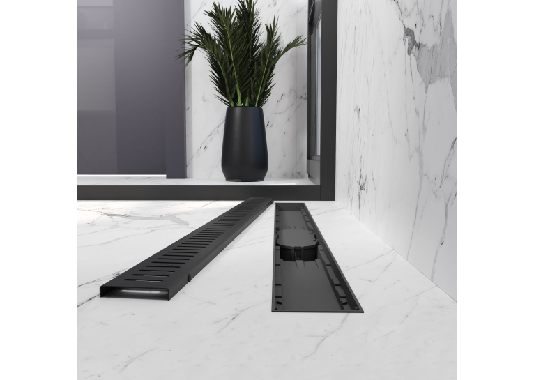 Трап лінійний AQUA 80cм та решіткою Line mattblack