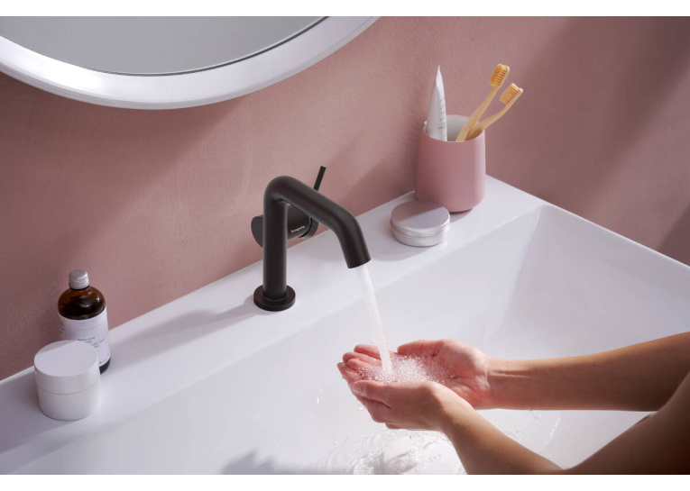 Змішувач Hansgrohe Tecturis S 110 Fine CoolStart для умивальника з донним клапаном pop-up, Matt Black (73323670)