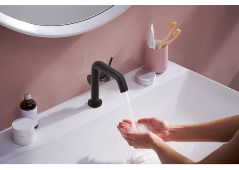 Змішувач Hansgrohe Tecturis S 110 Fine CoolStart для умивальника з донним клапаном pop-up, Matt Black (73323670)