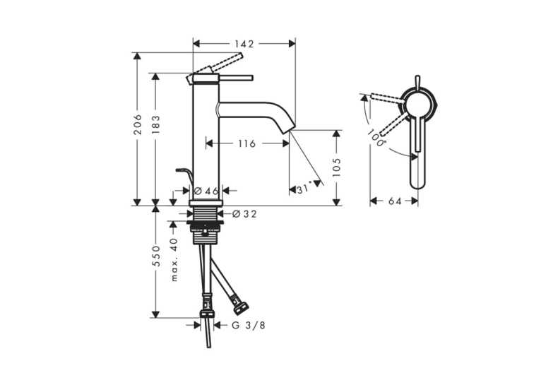 Змішувач Hansgrohe Tecturis S 110 CoolStart для умивальника, Chrome (73314000)