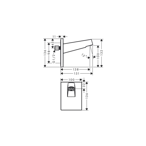 Кронштейн для верхнього душу Hansgrohe Pulsify 260, Brushed Bronze (24149140) (Пошкоджене пакування)