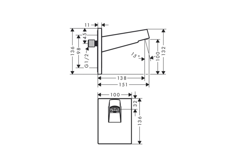 Кронштейн для верхнего душа Hansgrohe Pulsify 260, Brushed Bronze (24149140) (Повреждённая упаковка)