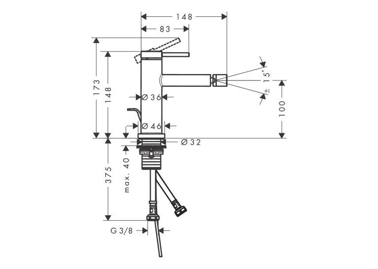 Змішувач Hansgrohe Tecturis S для біде, Chrome (73201000)