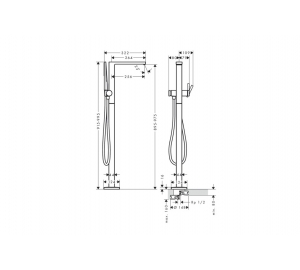 Смеситель Hansgrohe Tecturis E для напольной ванны, Chrome (73445000)