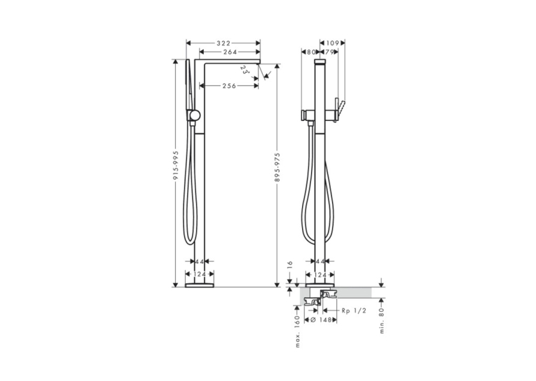 Змішувач Hansgrohe Tecturis E для ванни підлоговий, Chrome (73445000)