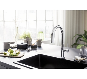 Смеситель кухонный Hansgrohe Aqittura M91 FilterSystem 210 1jet pull-out кухонный Chrome 76803000