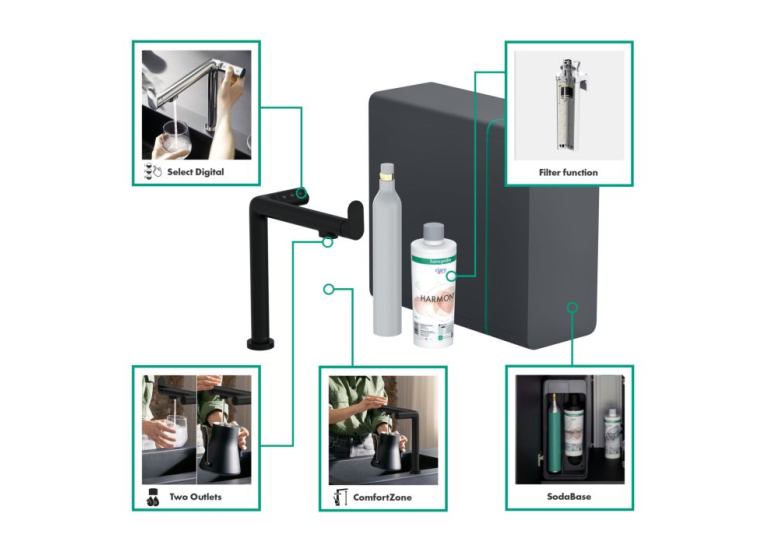 Змішувач кухонний Hansgrohe Aqittura M91 SodaSystem 240 1jet кухонний сет (76810670) Matt Black