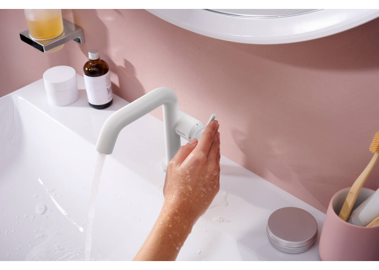Змішувач Hansgrohe Tecturis S 110 Fine CoolStart для умивальника з донним клапаном pop-up, Matt White (73323700)