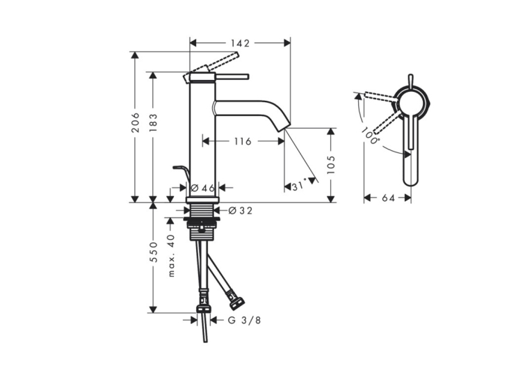 Змішувач Hansgrohe Tecturis S 110 CoolStart для умивальника, Matt Black (73314670)