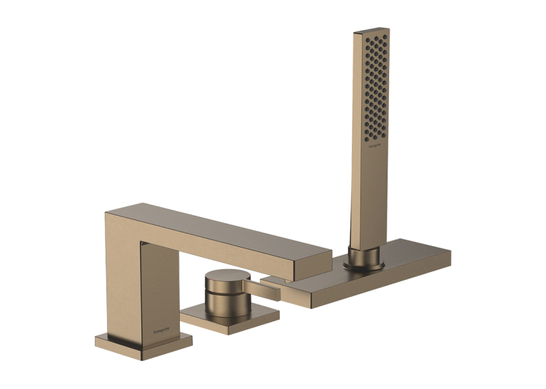 Смеситель Hansgrohe Tecturis E врезной на край ванны на 3 отверстия с sBox, Brushed Bronze (73443140)