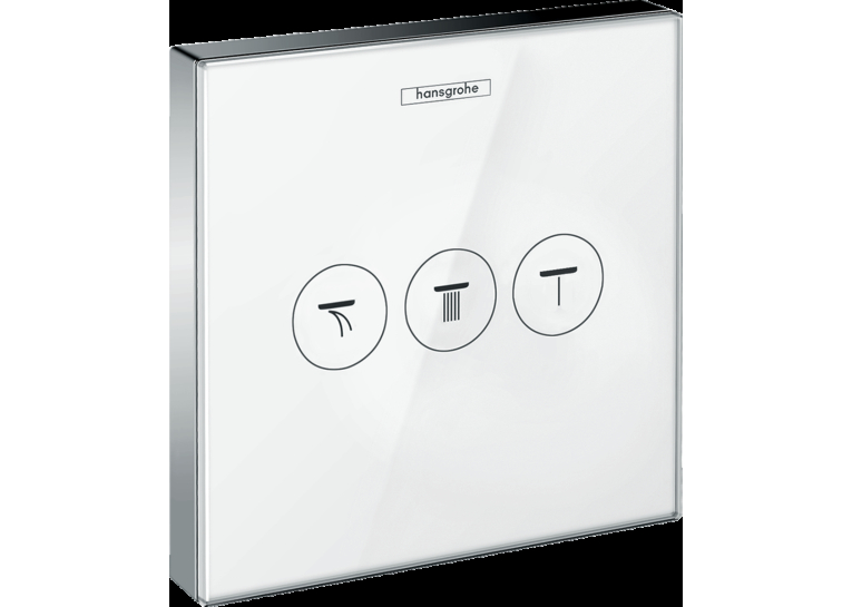 Перемикач Hansgrohe ShowerSelect Glass на 3 клавіші, колір білий/хром 15736400
