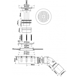 Сифон для поддона McALPINE d.90 mm h53mm MP2730L3H-SL хром