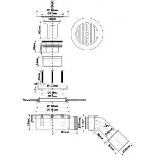 Сифон для поддона McALPINE d.90 mm h53mm MP2730L3H-SL хром