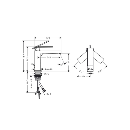 Смеситель Hansgrohe Tecturis E 110 для умывальника, Brushed Bronze (73010140)
