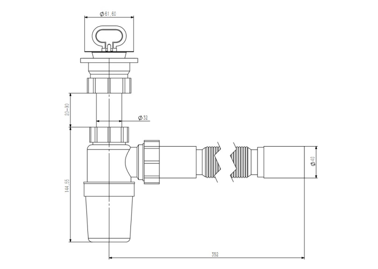 Сифон для умивальника з гнучким з'єднанням Koller Pool  d40 1049680149