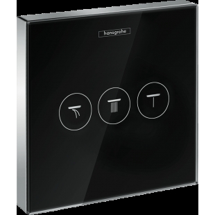 Переключатель Hansgrohe ShowerSelect Glass на 3 клавиши, черный/хром 15736600