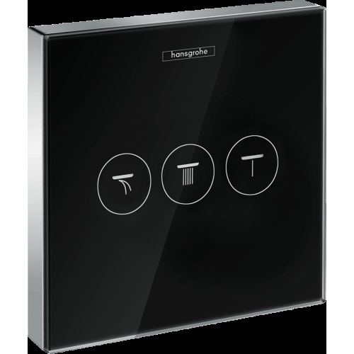 Переключатель Hansgrohe ShowerSelect Glass на 3 клавиши, черный/хром 15736600