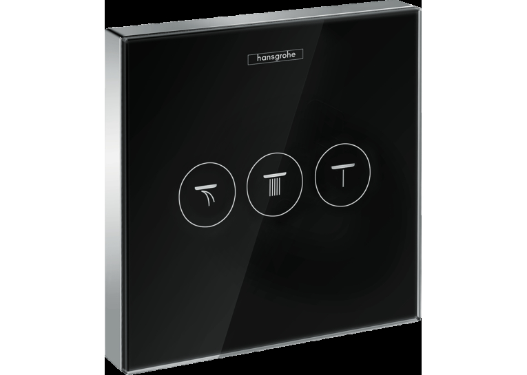 Переключатель Hansgrohe ShowerSelect Glass на 3 клавиши, черный/хром 15736600