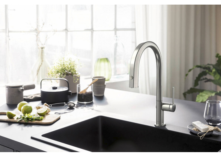 Змішувач кухонний Hansgrohe Aqittura M91 FilterSystem 210 1jet pull-out кухонний (76803800) Stainless Steel Finish