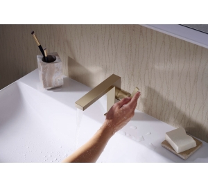 Смеситель для умывальника  Hansgrohe Tecturis E 110 Fine CoolStart  с донным клапаном pop-up, Brushed Bronze (73023140)