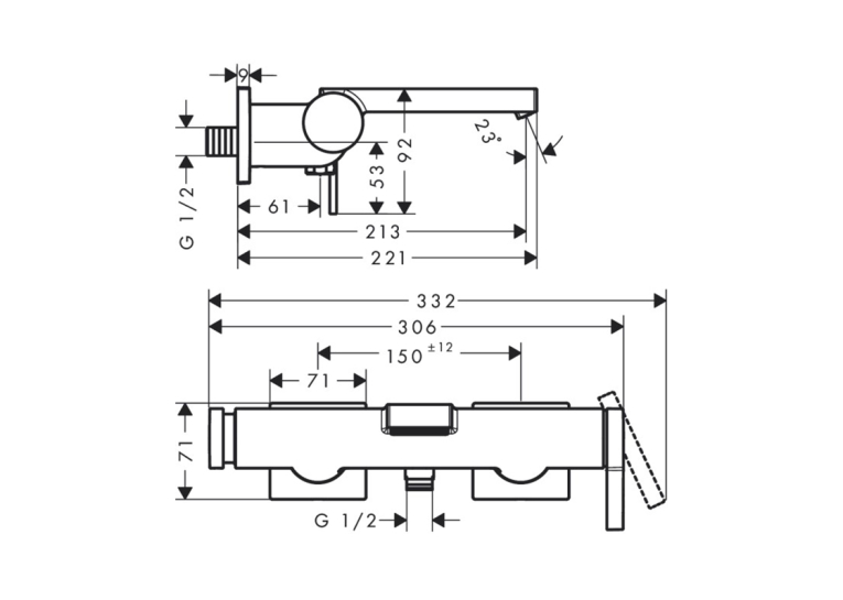 Змішувач Hansgrohe Tecturis E для ванни з душовим комплектом, Brushed Bronze (73420140+28746140)