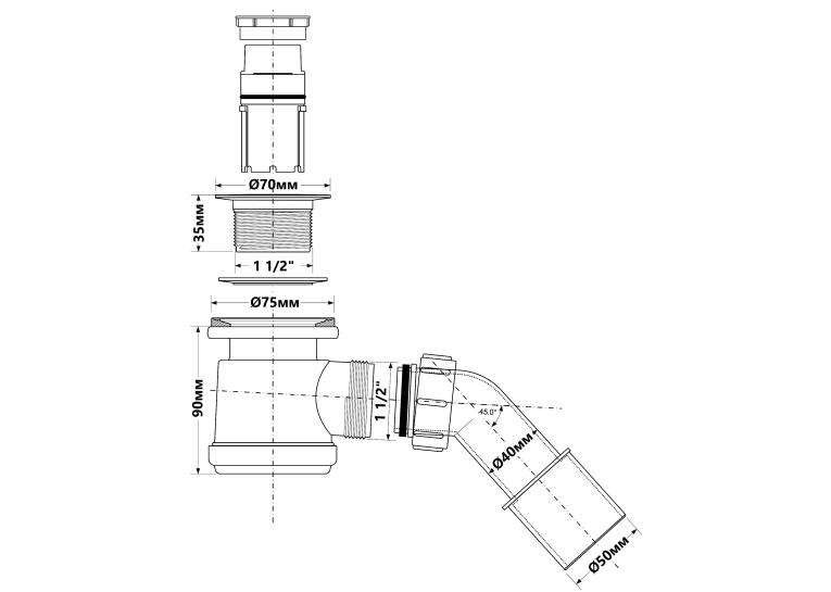 Сифон для піддона McALPINE HC26-CP