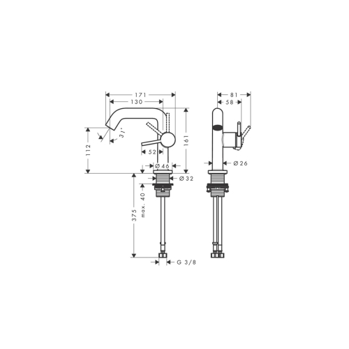Змішувач Hansgrohe Tecturis S 110 Fine CoolStart для умивальника, Matt Black (73320670) (Пошкоджене пакування)