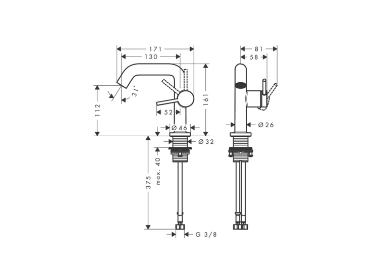 Смеситель Hansgrohe Tecturis S 110 Fine CoolStart для умывальника, Matt Black (73320670) (Повреждённая упаковка)