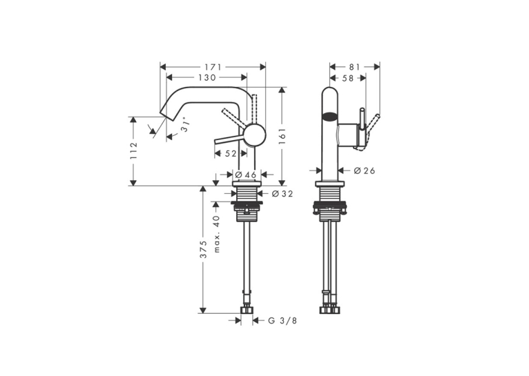 Змішувач Hansgrohe Tecturis S 110 Fine CoolStart для умивальника, Matt Black (73320670) (Пошкоджене пакування)