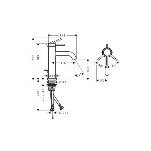 Смеситель Hansgrohe Tecturis S 110 для умывальника, Matt White (73310700)