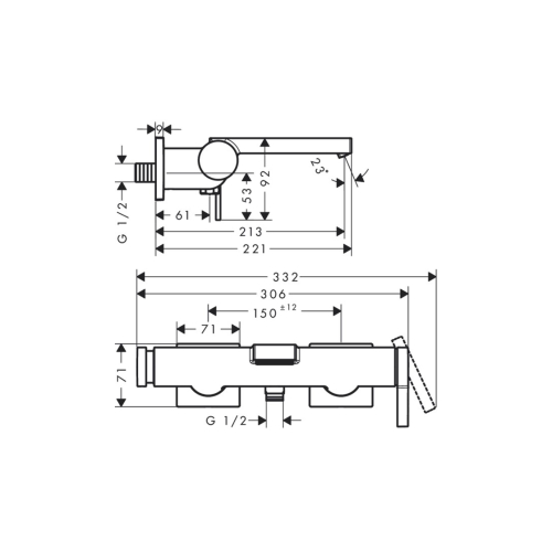 Змішувач для ванни Hansgrohe Tecturis E Chrome (73420000) (Пошкоджене пакування)