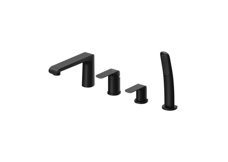 Змішувач для ванни Ravak Flat Black, з чотирма отворами, чорний X070176
