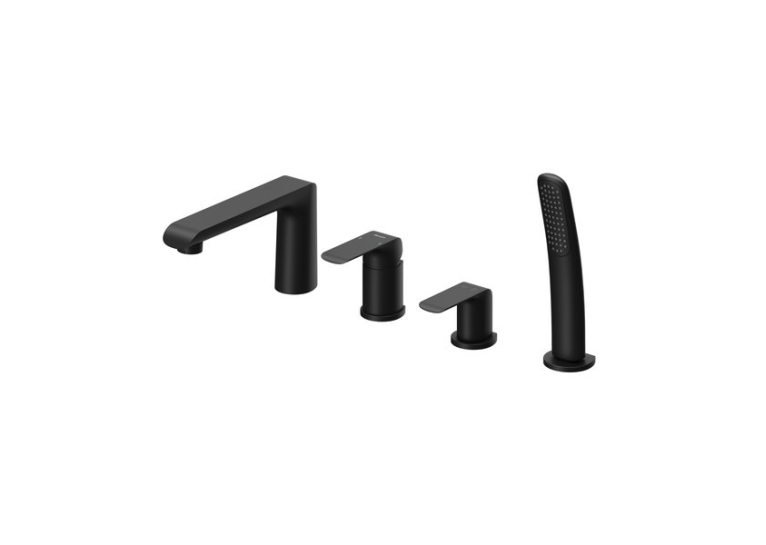 Смеситель для ванны Ravak Flat Black, на четыре отверстия, черный X070176
