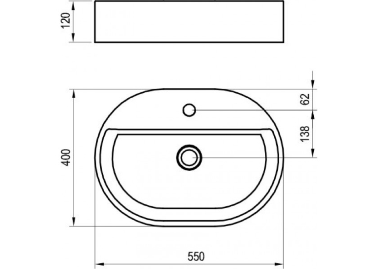 Умивальник Керамічний  Ravak 550 О Slim Shelf Білий XJX01155003