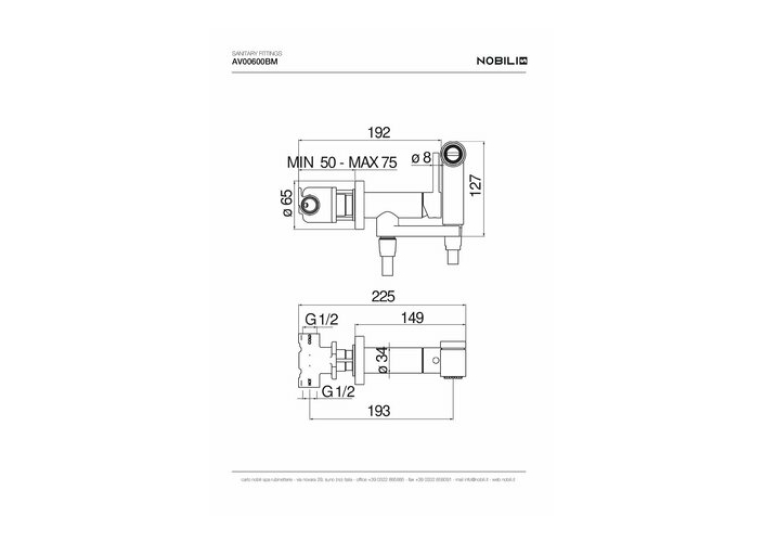 Комплект гігієнічного душу NOBILI Sanitary Fittings Velvet Black (AV00600BM)
