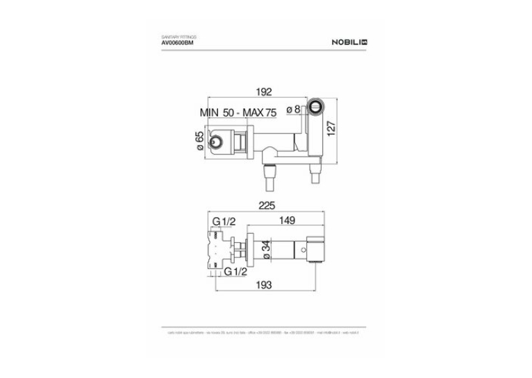 Комплект гігієнічного душу NOBILI Sanitary Fittings Velvet Black (AV00600BM)