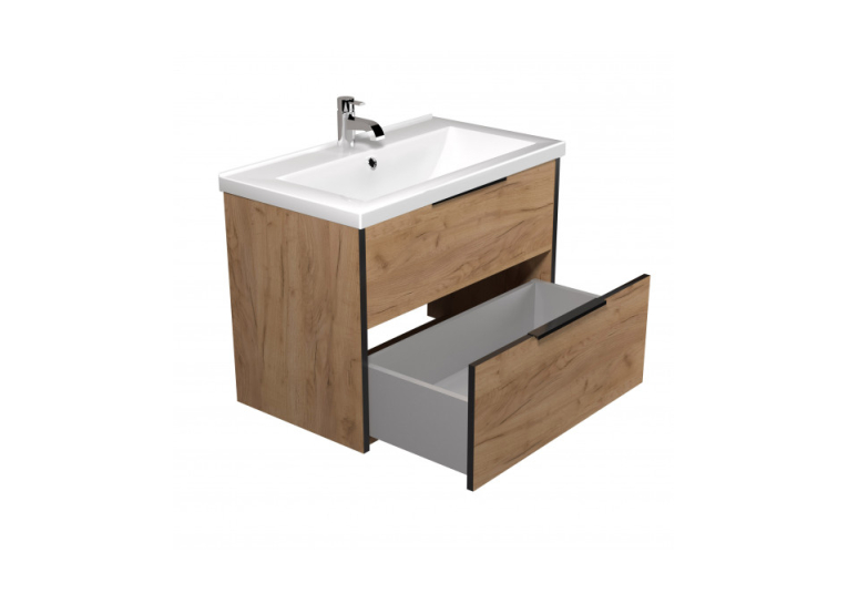 Тумба Мойдодир Line Craft 80 з умивальником Cosmo 80 дуб крафт 00-0008541