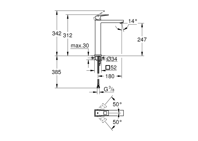 Одноважільний змішувач для раковини XL-Size Grohe Eurocube 23406DC0