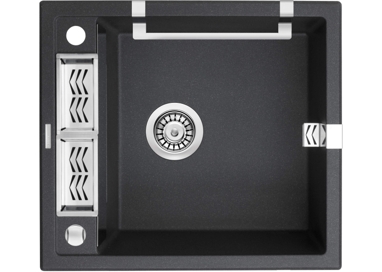 Мийка кухонна Deante Magnetic, граніт, квадрат, без крила, 560х500х219мм, чаша - 1, накладна, металічний графіт ZRM_G103