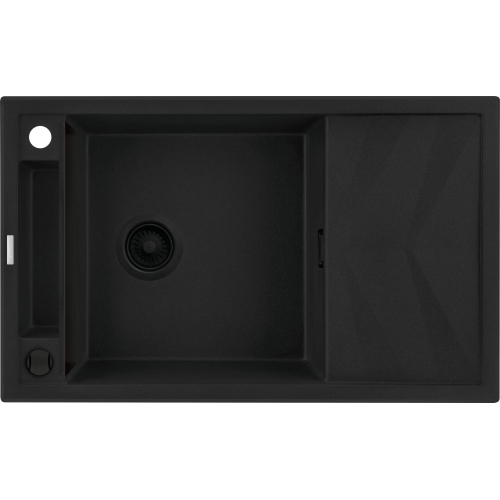 Мийка кухонна Deante Magnetic, граніт, прямокут., з крилом, 820х500х219мм, чаша - 1, накладна, чорний матовий ZRM_N113