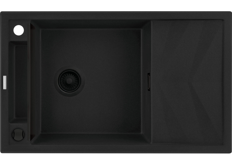 Мийка кухонна Deante Magnetic, граніт, прямокут., з крилом, 820х500х219мм, чаша - 1, накладна, чорний матовий ZRM_N113