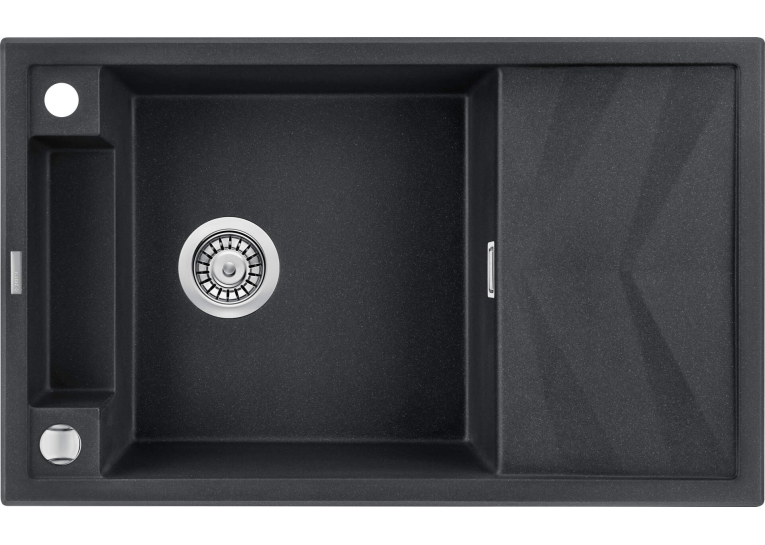 Мийка кухонна Deante Magnetic, граніт, прямокутник, з крилом, 820х500х219мм, чаша - 1, накладна, металічний графіт ZRM_G113