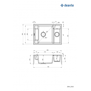 Мийка кухонна Deante Magnetic, граніт, прямокутник, без крила, 690х500х219мм, чаша - 1.5, накладна, алебастр ZRM_A503