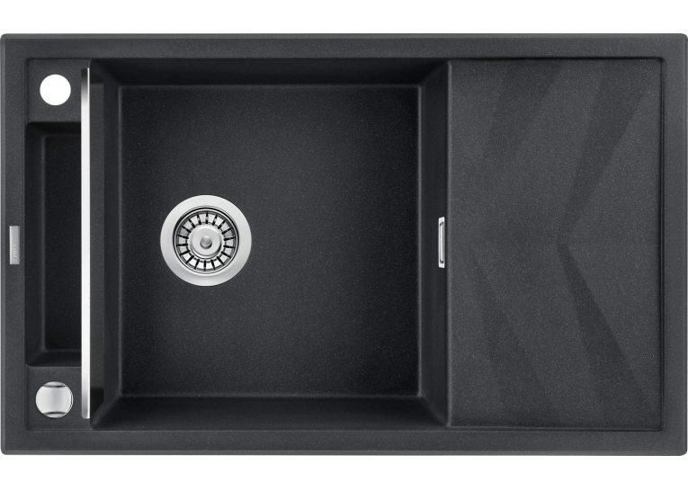 Мийка кухонна Deante Magnetic, граніт, прямокутник, з крилом, 820х500х219мм, чаша - 1, накладна, металічний графіт ZRM_G113