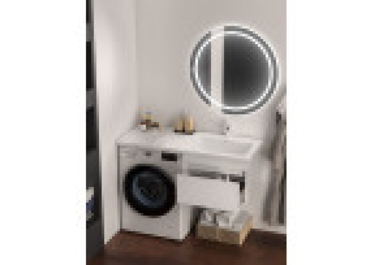 Тумба Мойдодыр Prime 60-А-W с умывальником Rodeo 120 L с крылом над стиральной машиной Подвесная 00-0008224