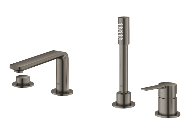 Однорычажный смеситель Grohe Lineare для ванны на 4 отверстия (Grafit) 19577AL1