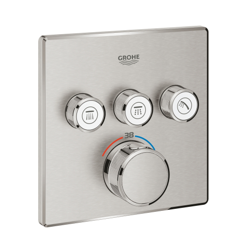 Змішувач-термостат прихованого монтажу з 3 кнопками керування Grohe Grohtherm SmartControl 29126DC0 Сталь