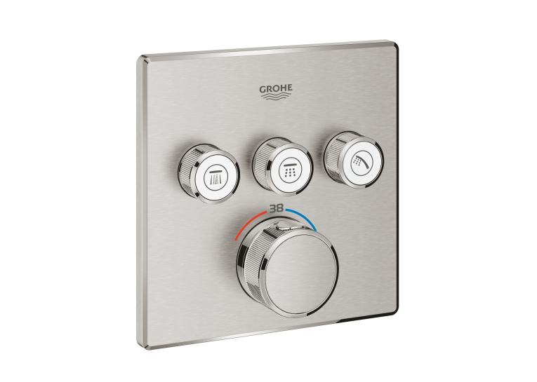 Смеситель-термостат скрытого монтажа с 3 кнопками управления Grohe Grohtherm SmartControl 29126DC0 Сталь