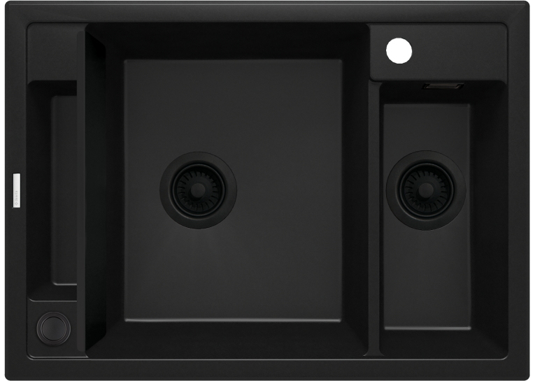 Мийка кухонна Deante Magnetic, граніт, прямокутник, без крила, 690х500х219мм, чаша - 1.5, накладна, чорний ZRM_N503