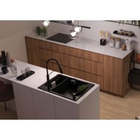 Мийка кухонна Deante Magnetic, граніт, прямокутник, без крила, 690х500х219мм, чаша - 1.5, накладна, чорний ZRM_N503